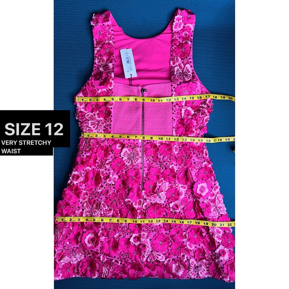 Alice + Olivia Lindsey Floral Embellished Pink Mini Gown Dress - Picture 12 of 16